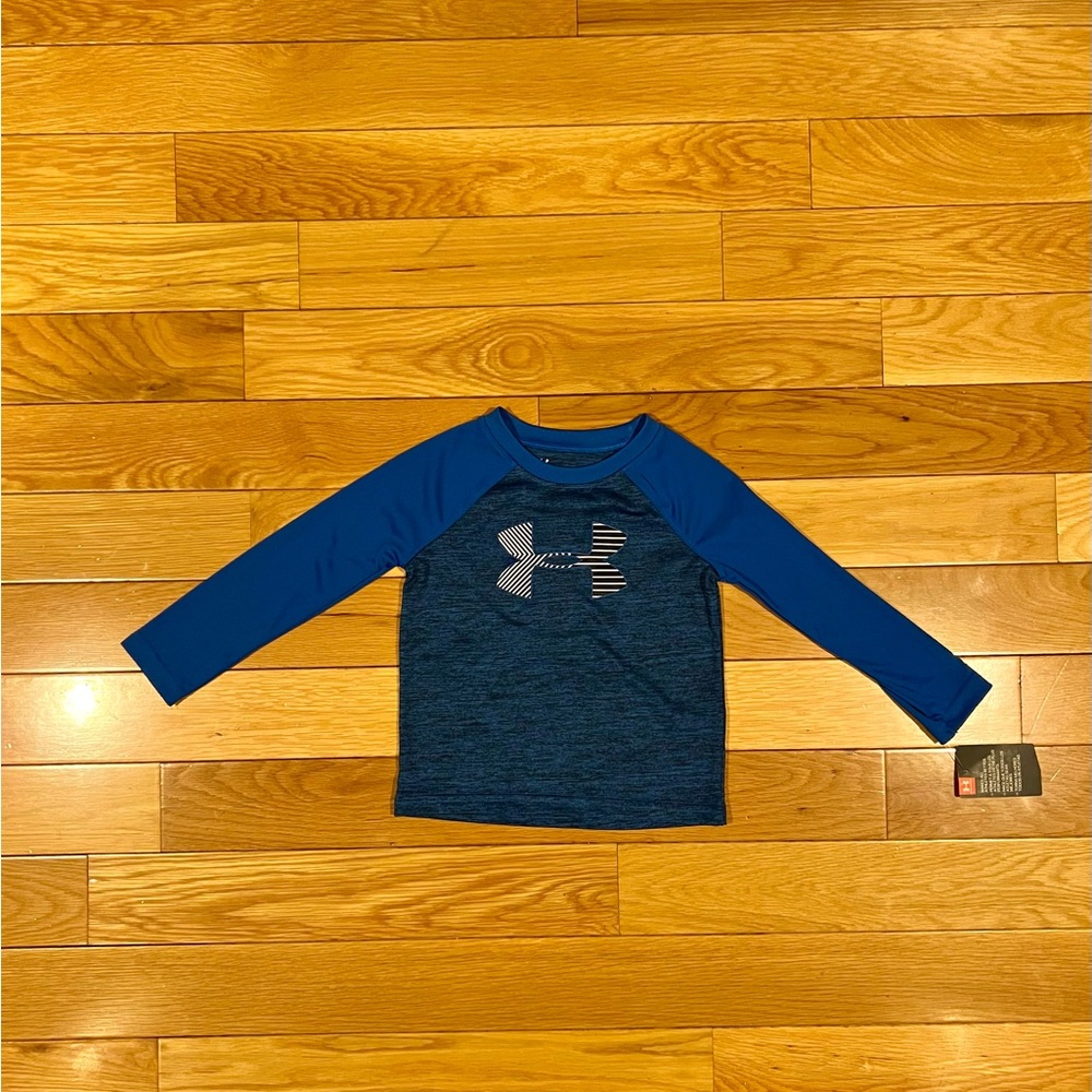 NWT Under Armour Toddler Boys’ Size 2T Powder Keg Blue Long Sleeve Tee Shirt